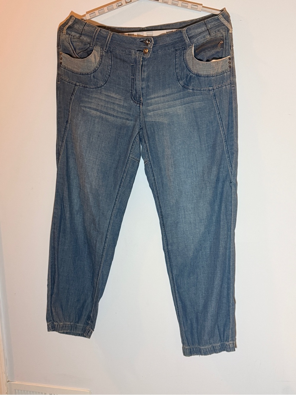 Touch Me Womens Blue Denim Jogger Style Jeans
